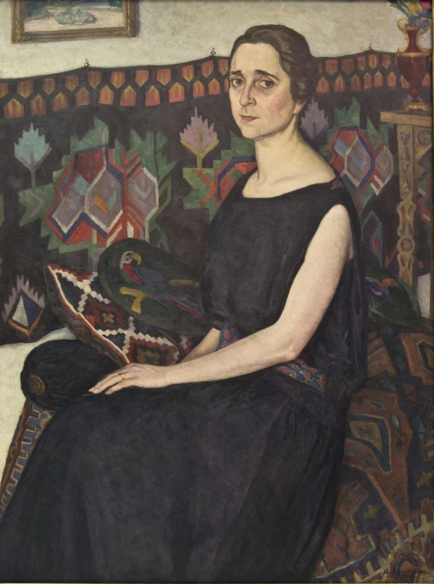 Portretul doamnei S. (Portretul Eugeniei dr. C. Stoian), by Ștefan Dimitrescu, 1924