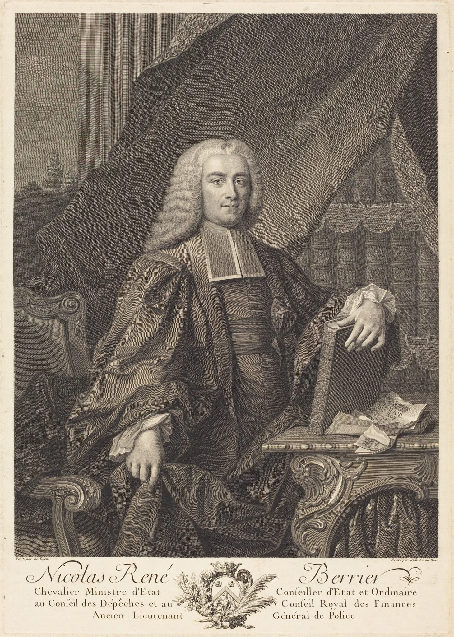Nicolas Rene Berryer, by Johann Georg Wille, ink, 1762