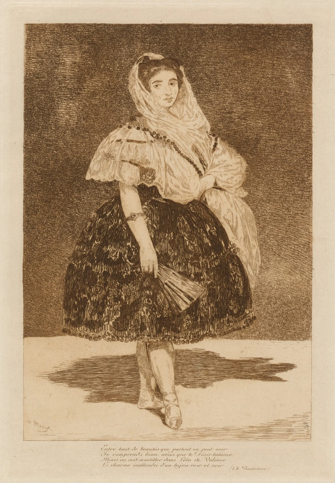 Lola de Valence, by Edouard Manet, ink, 1862