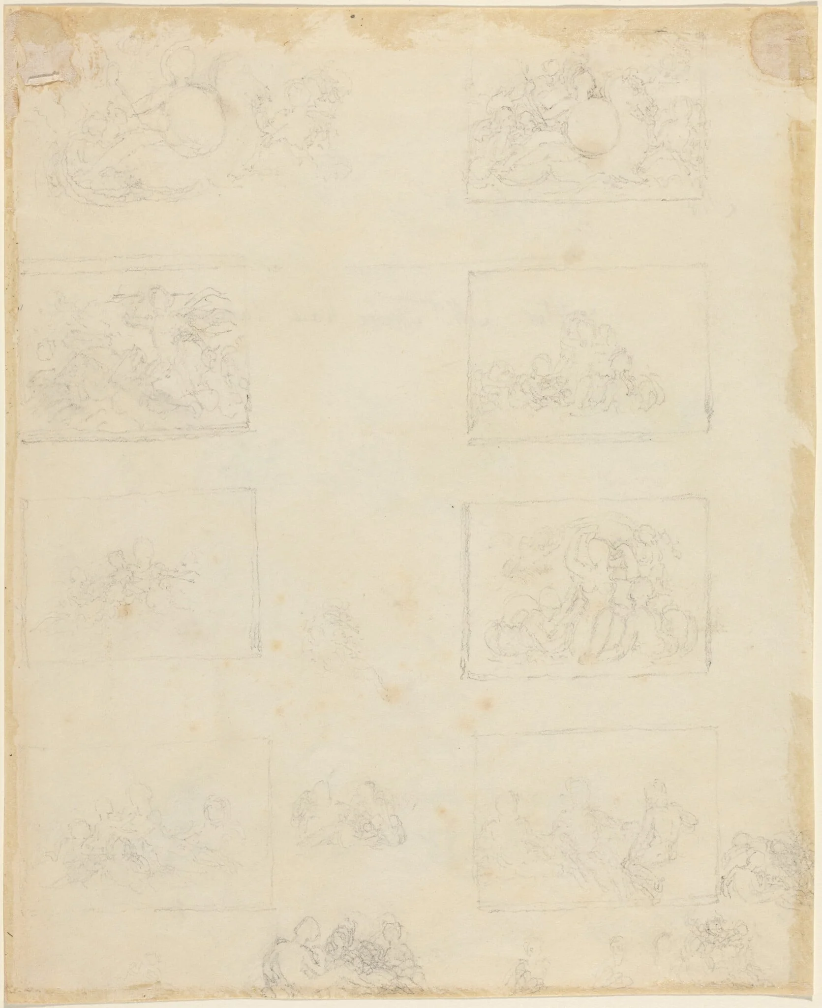 Sheet of Studies [recto and verso], by John Flaxman, graphite, 1790