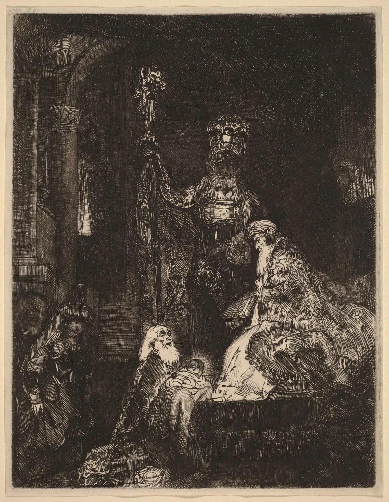 The Presentation in the Temple in the Dark Manner, by Rembrandt, ink, 1654