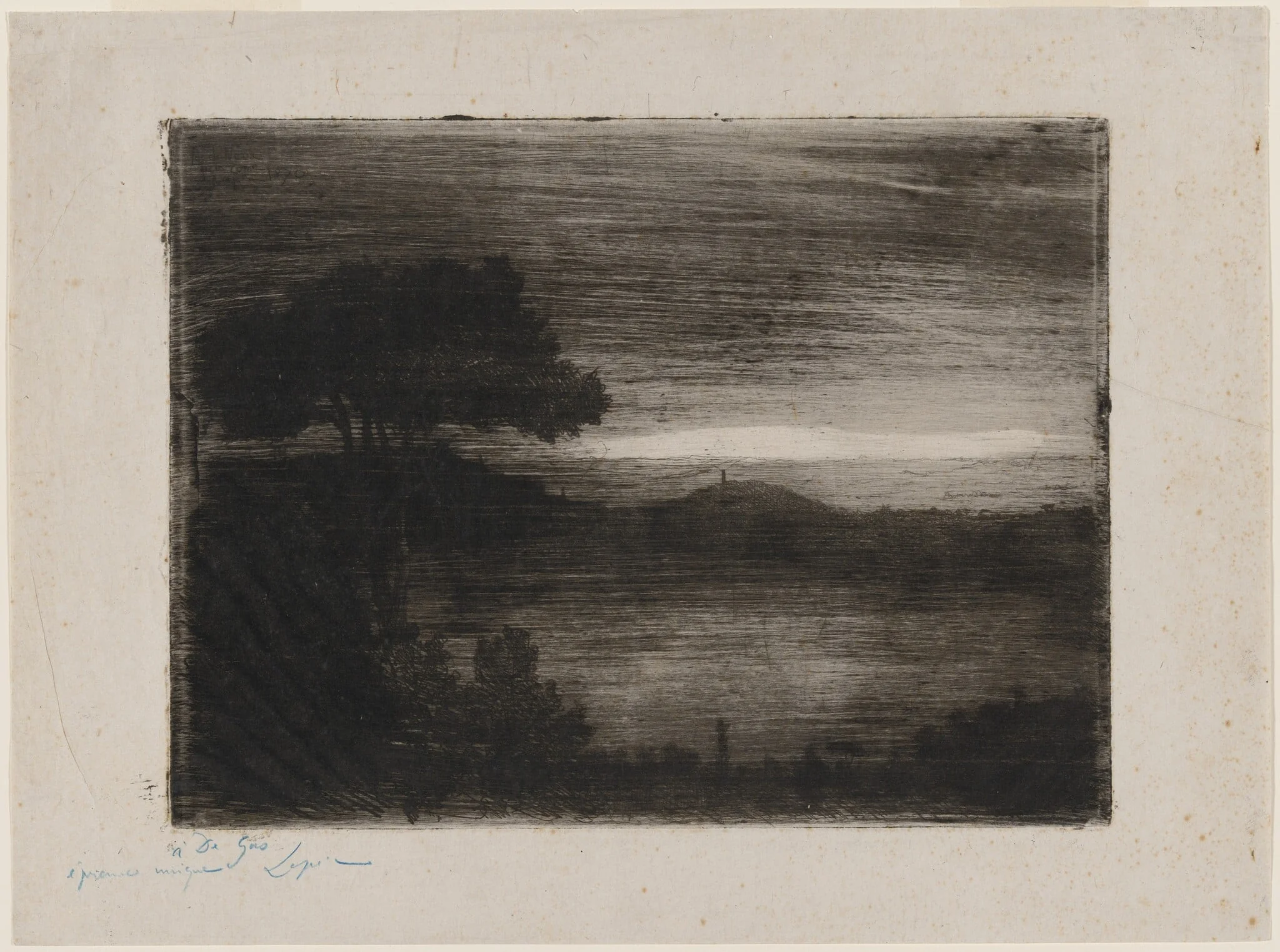 Lake Nemi, by Vicomte Ludovic Lepic, ink, 1870