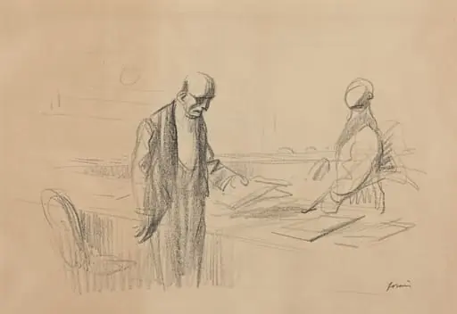a) At the Conference (recto); b) Reclining Figure (verso)