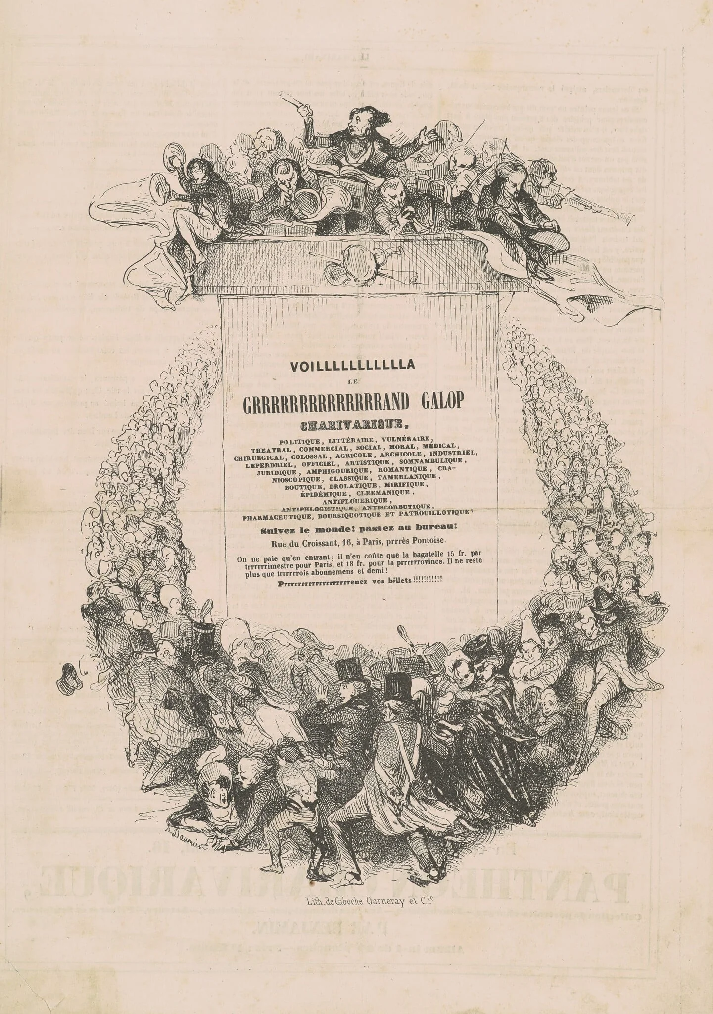 VOILLLLLLLLLLLA LE GRRRRRRRRRRRRRRAND galop charivarique, by Honoré Daumier, ink, 1839