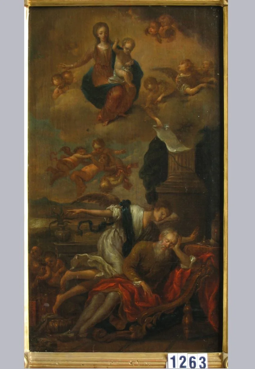 Moșneag cu îngerul său păzitor, by Thomas zis Bosschaert Willebort, unspecified