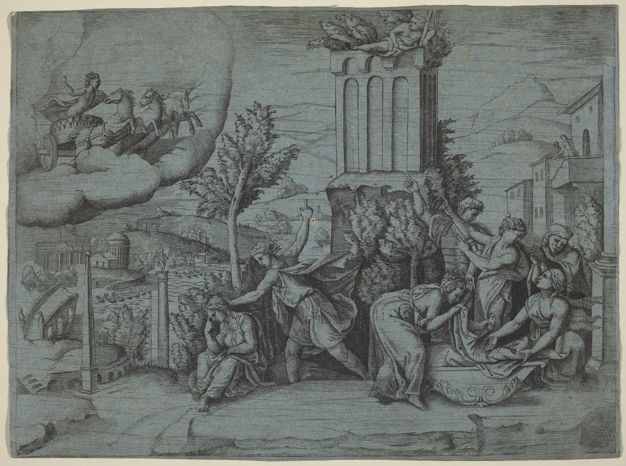 An Omen of Augustus's Future Greatness, by Giulio Bonasone, ink, 1554