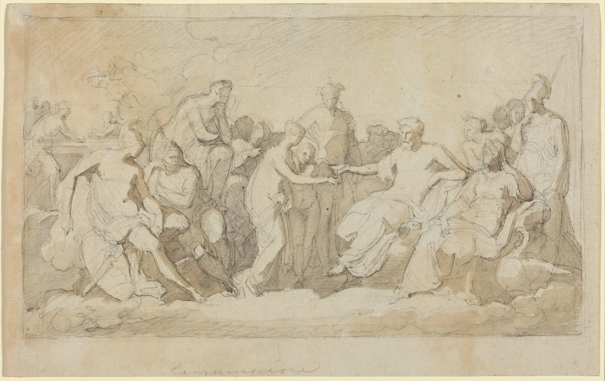 Psyche Received on Mount Olympus, by Vincenzo Camuccini, graphite, 1808