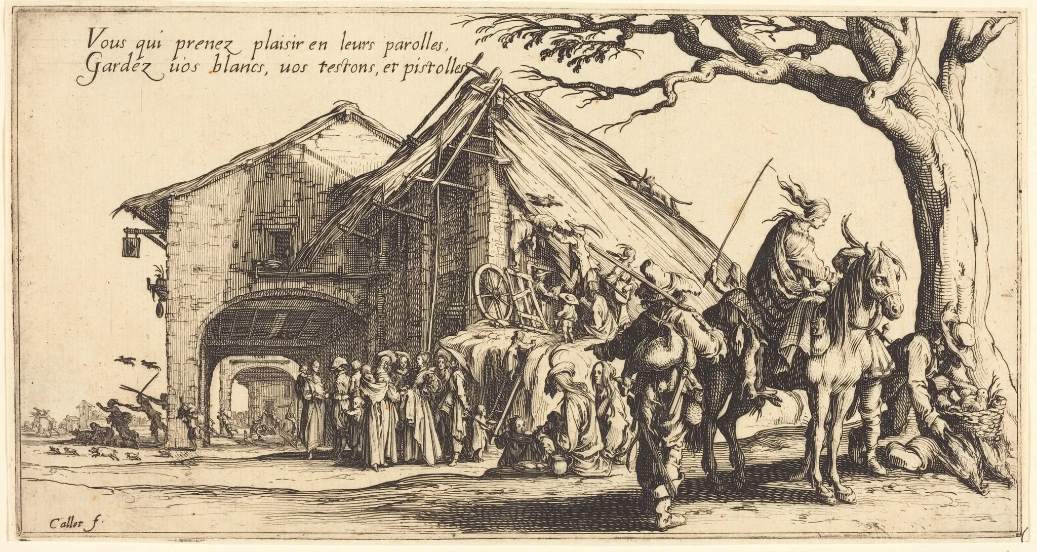 The Stopping Place, by Jacques Callot, ink, 1621