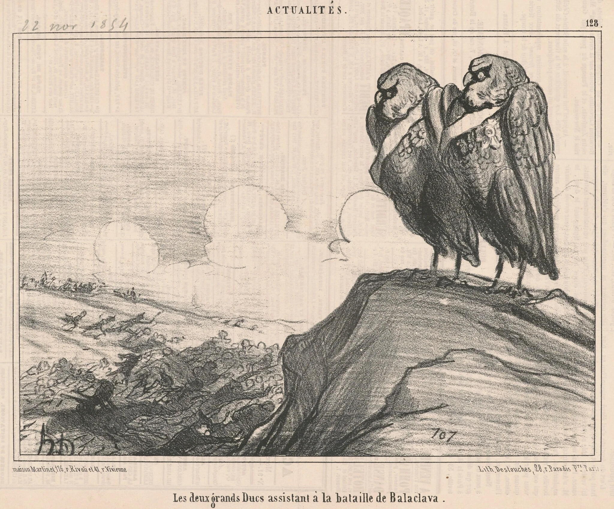 Les deux grands ducs ..., by Honoré Daumier, ink, 1854