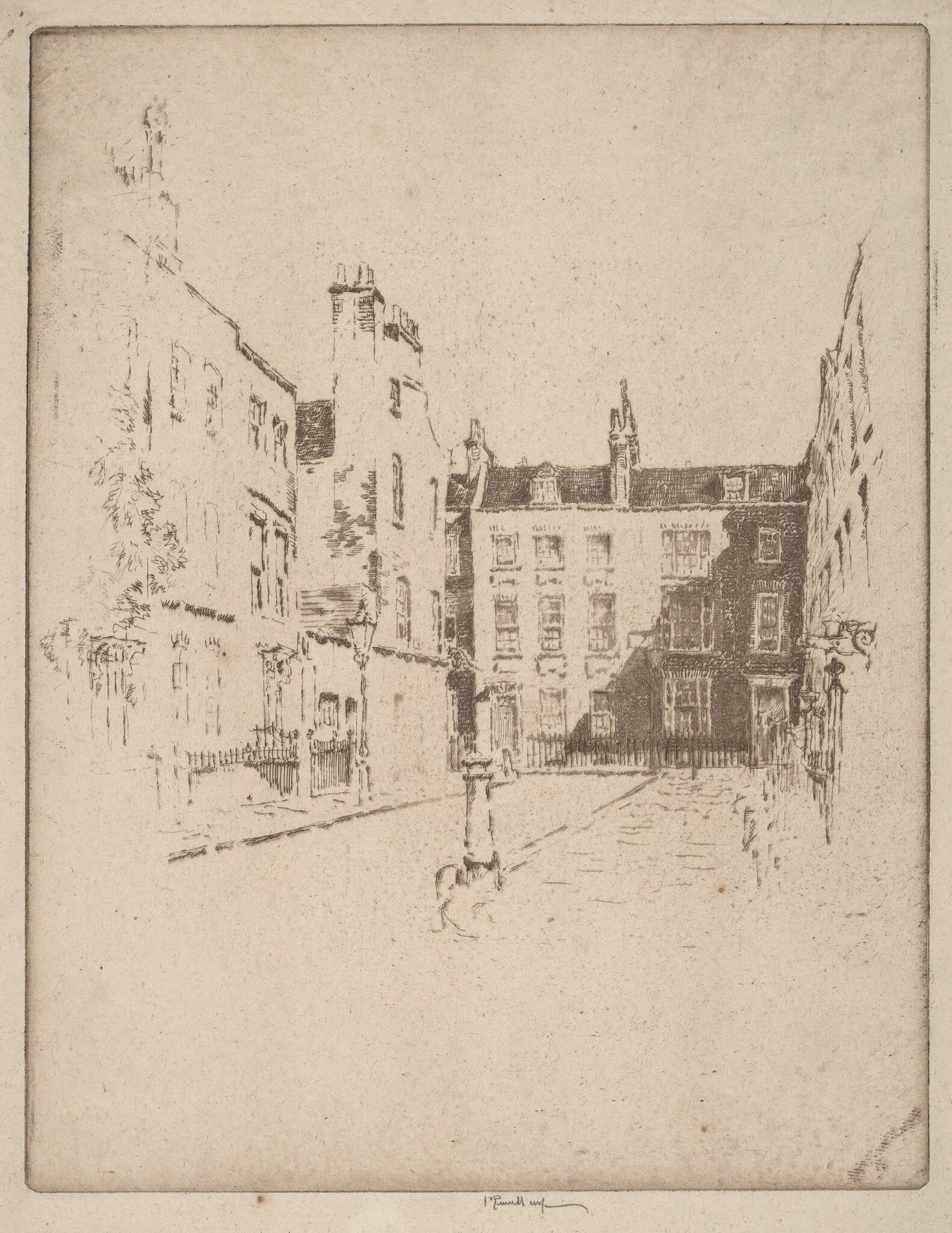 Cowley Street, Westminster, by Joseph Pennell, ink, 1906