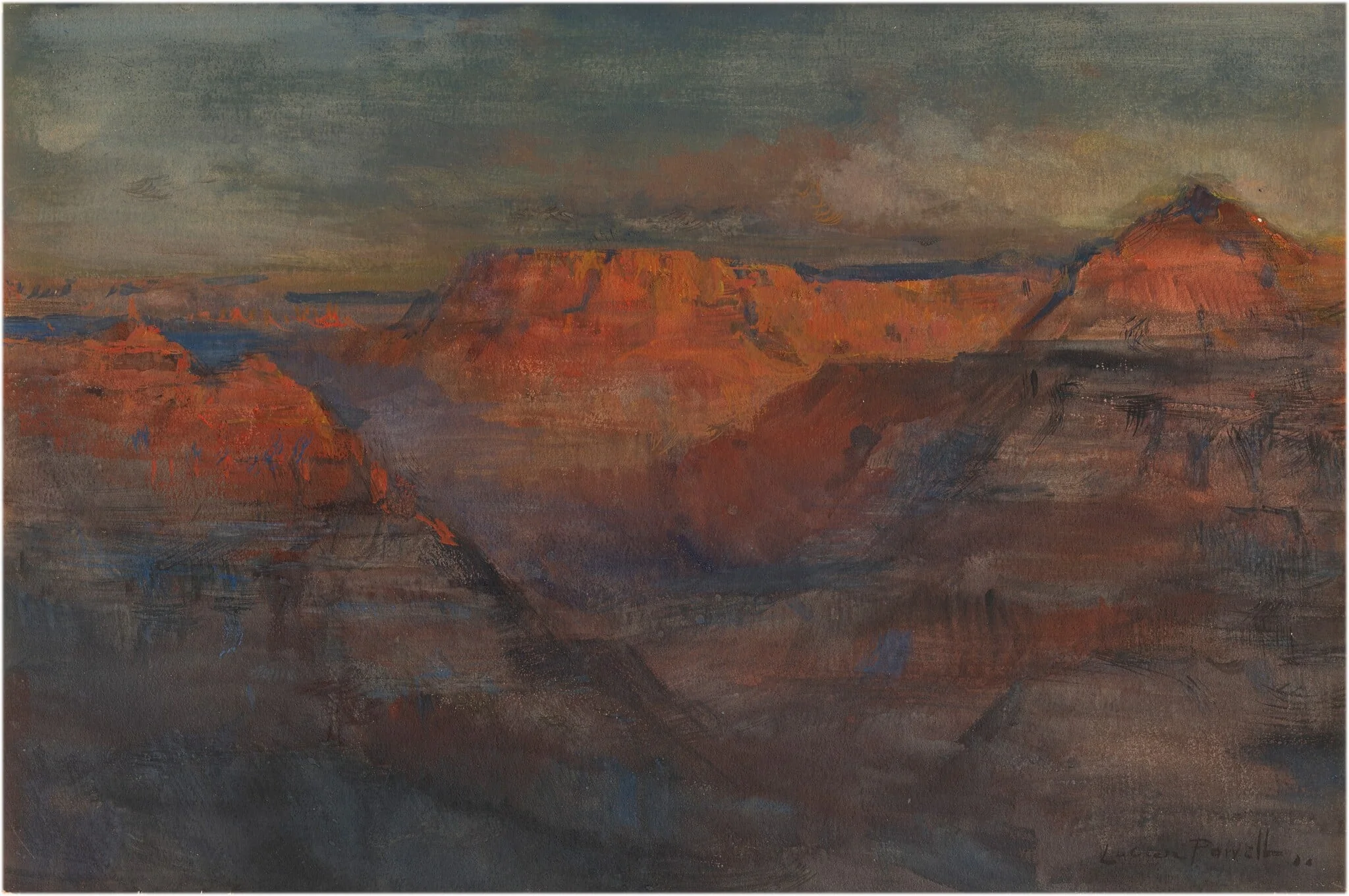 The Afterglow, Grand Canyon, Arizona, by Lucien Whiting Powell, gouache, 1904