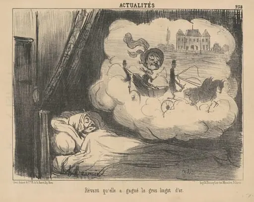 Rêvant qu'elle a gagné le gros lingot d'or.