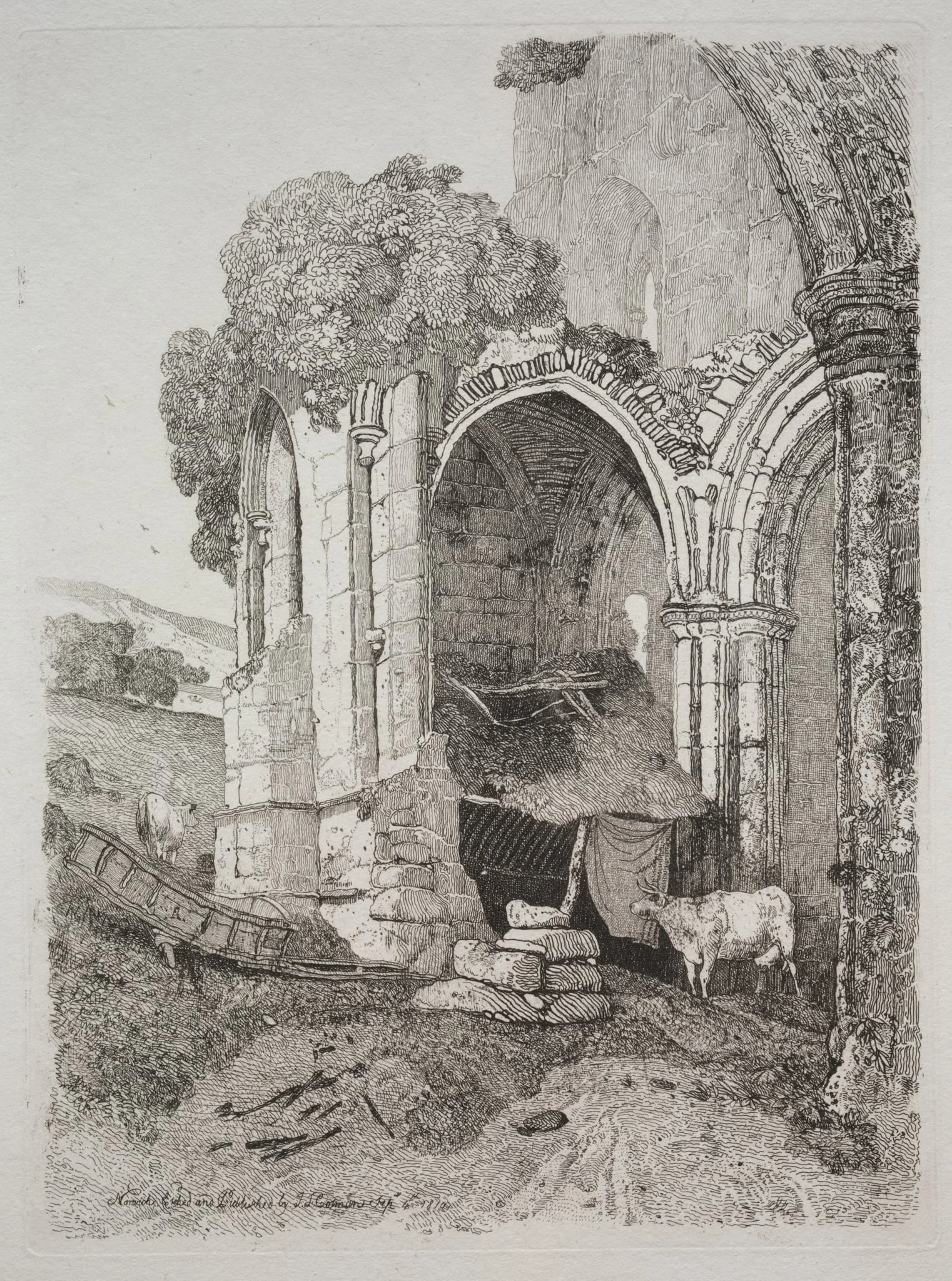 Rievaulx Abbey, Yorkshire, by John Sell Cotman, 1810
