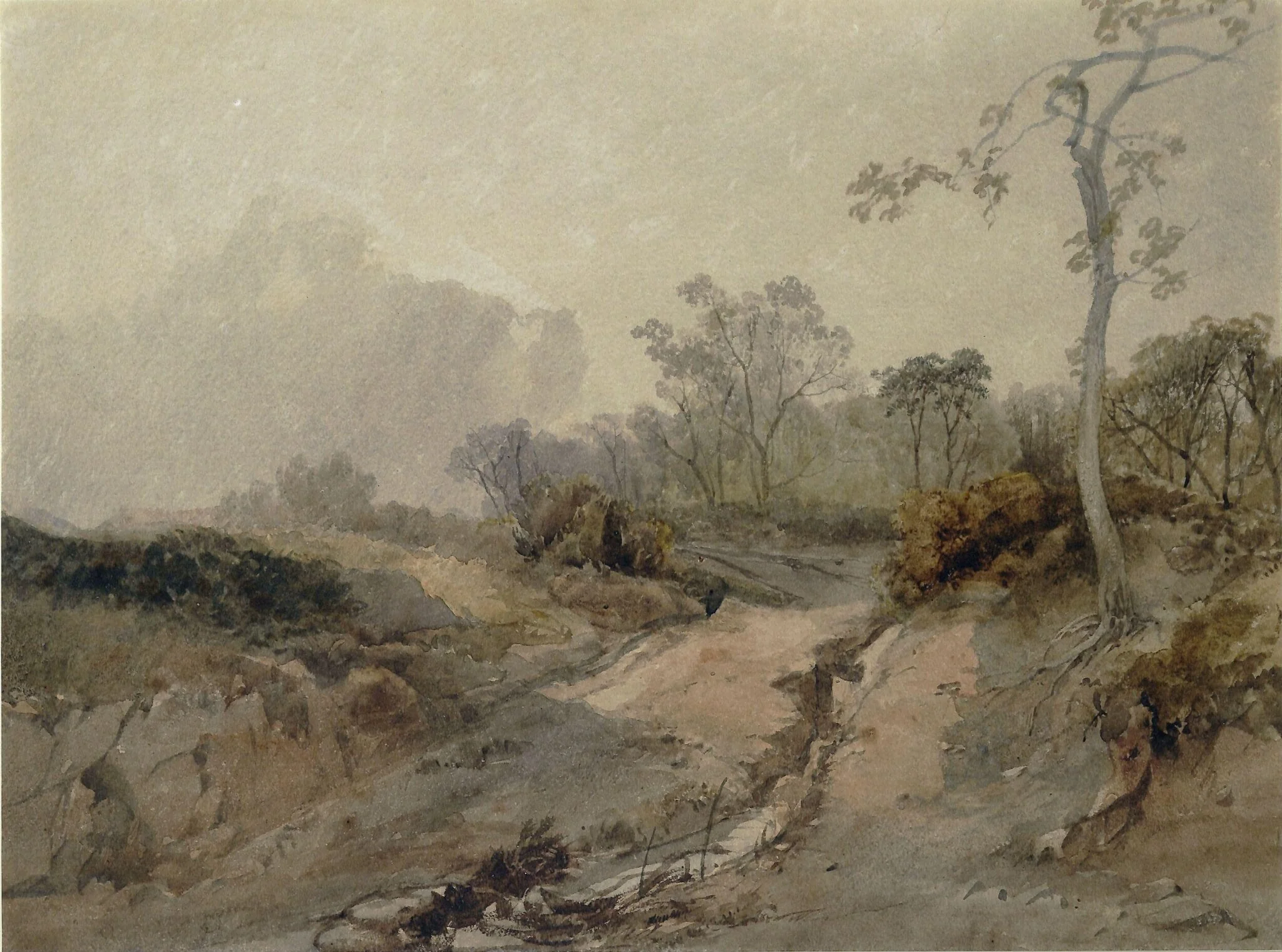 Landscape with Rutted Track, by Unknown, watercolor, 1820