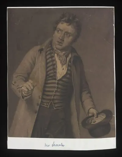 Print depicting Mr Emery as Tyke in Morton's School of Reform
