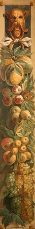 Fruits and Flowers (copy of a painted border in the Palazzo Ducale, Mantua), by Moritz Meurer, tempera, 1887