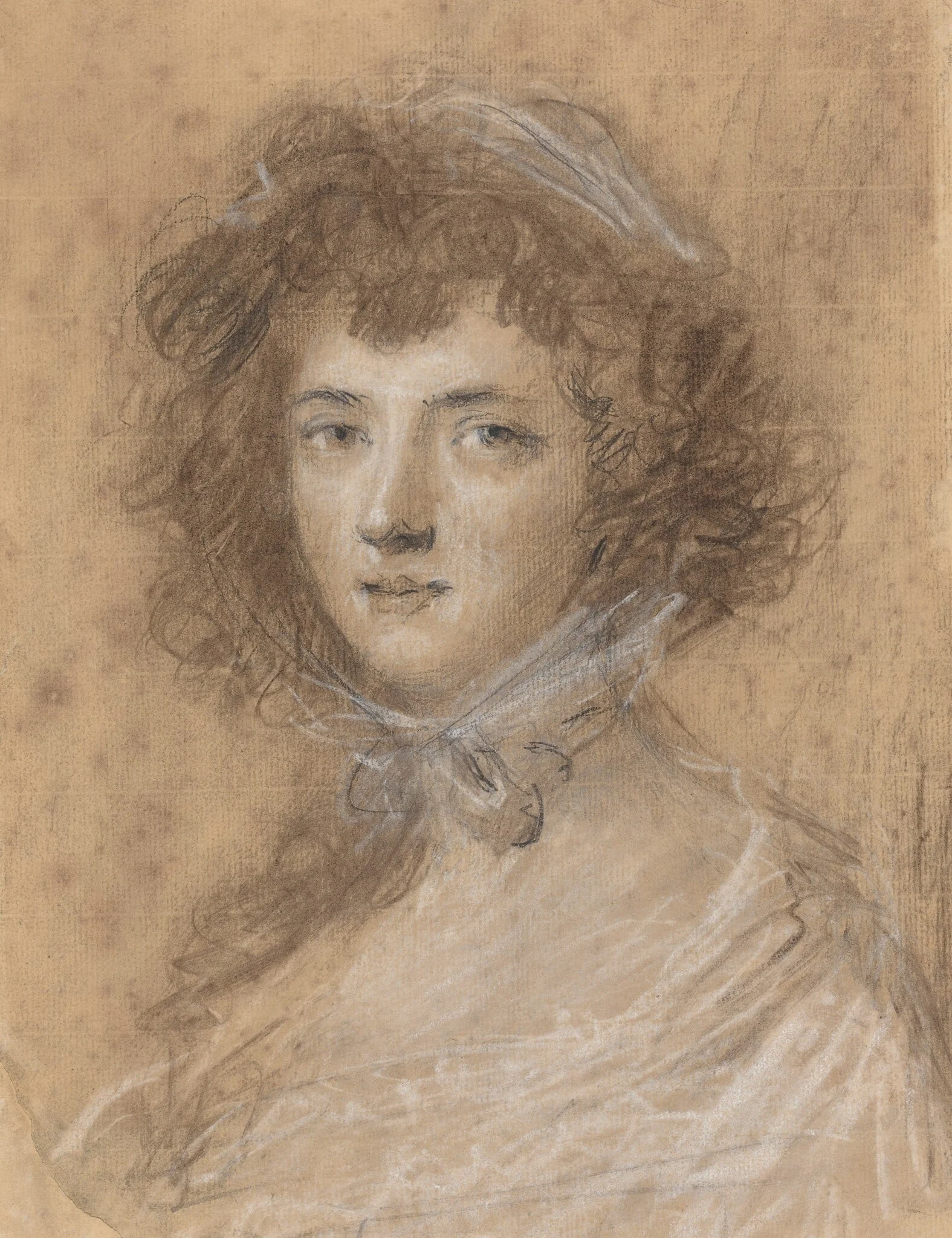Head and Bust of a Woman, by Joshua Reynolds, charcoal, 1758