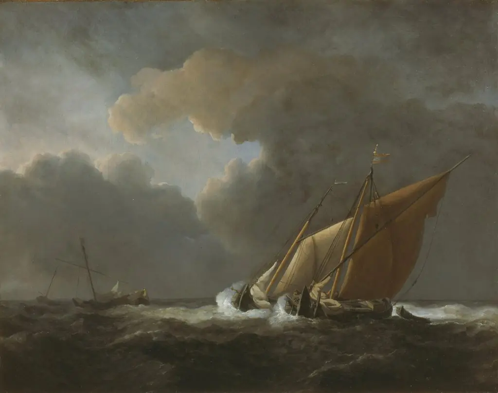 Two Dutch Vessels Close-Hauled in a Strong Breeze