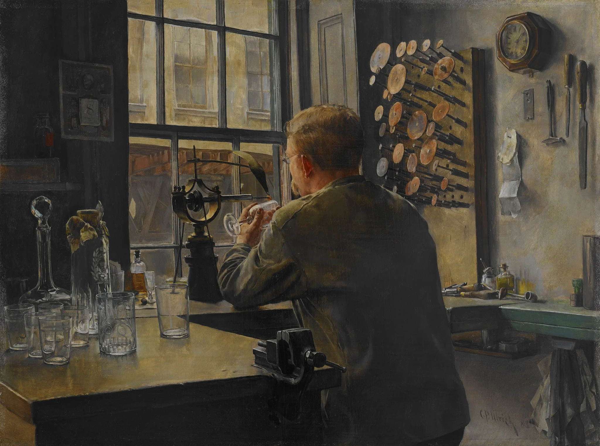 The Glass Engraver, by Charles Frederick Ulrich, oil, 1892