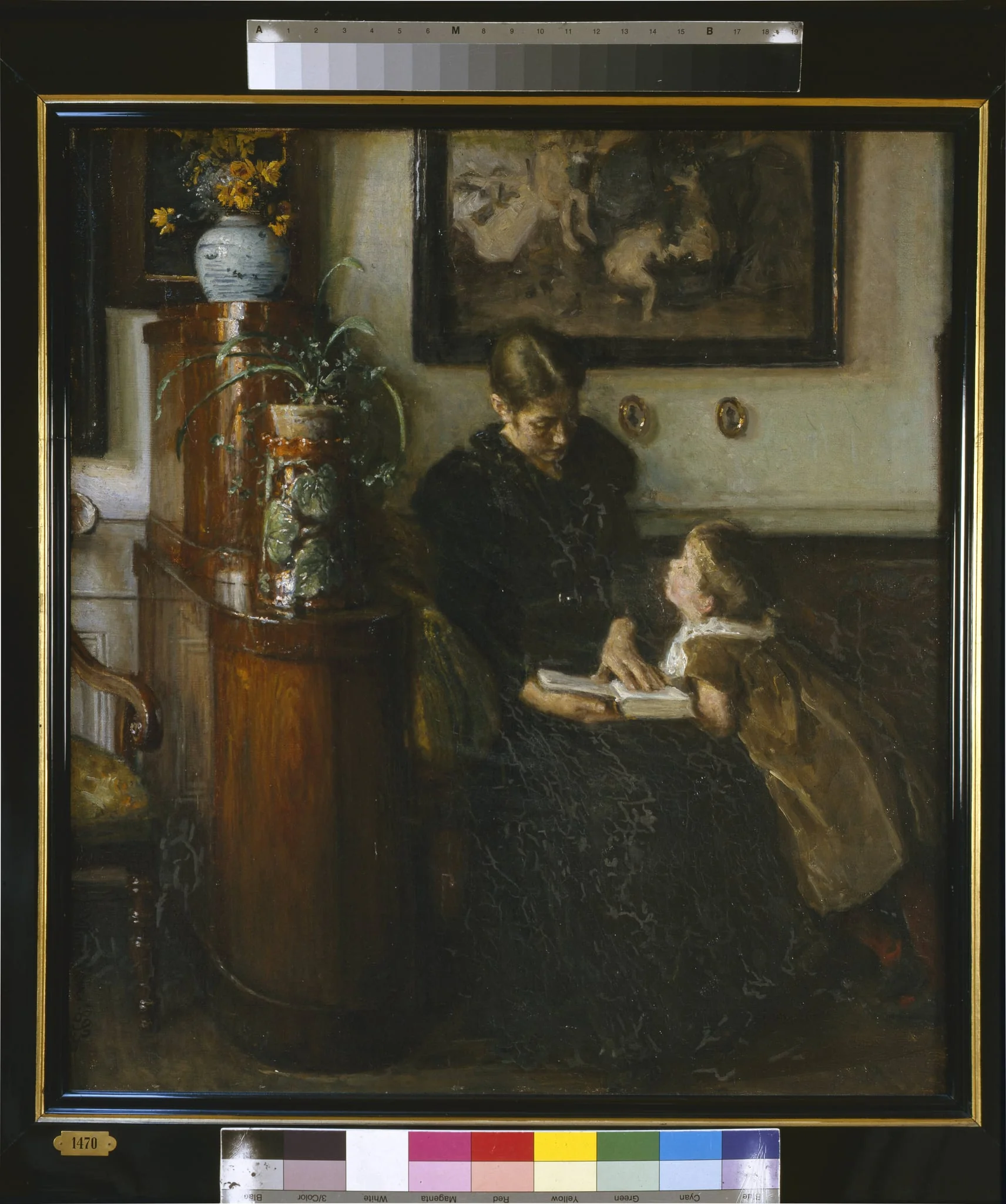 Moder skal læse. Kunstnerens hustru og barn, by Unknown, 1893