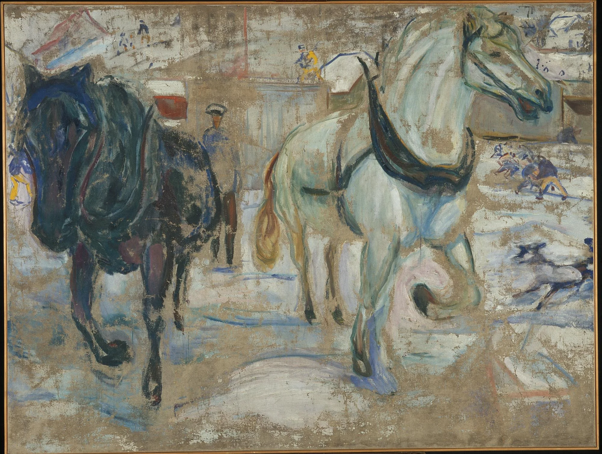 Horse Team in Snow, by Edvard Munch, oil, 1921
