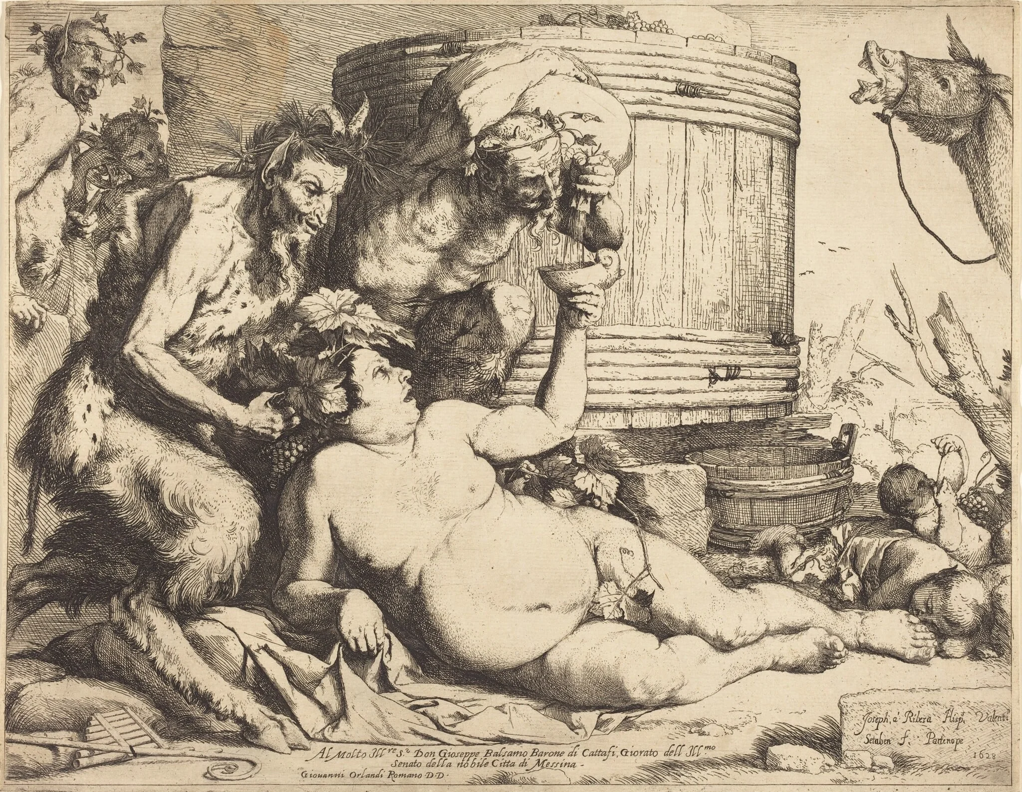 The Drunken Silenus, by Jusepe de Ribera, ink, 1628
