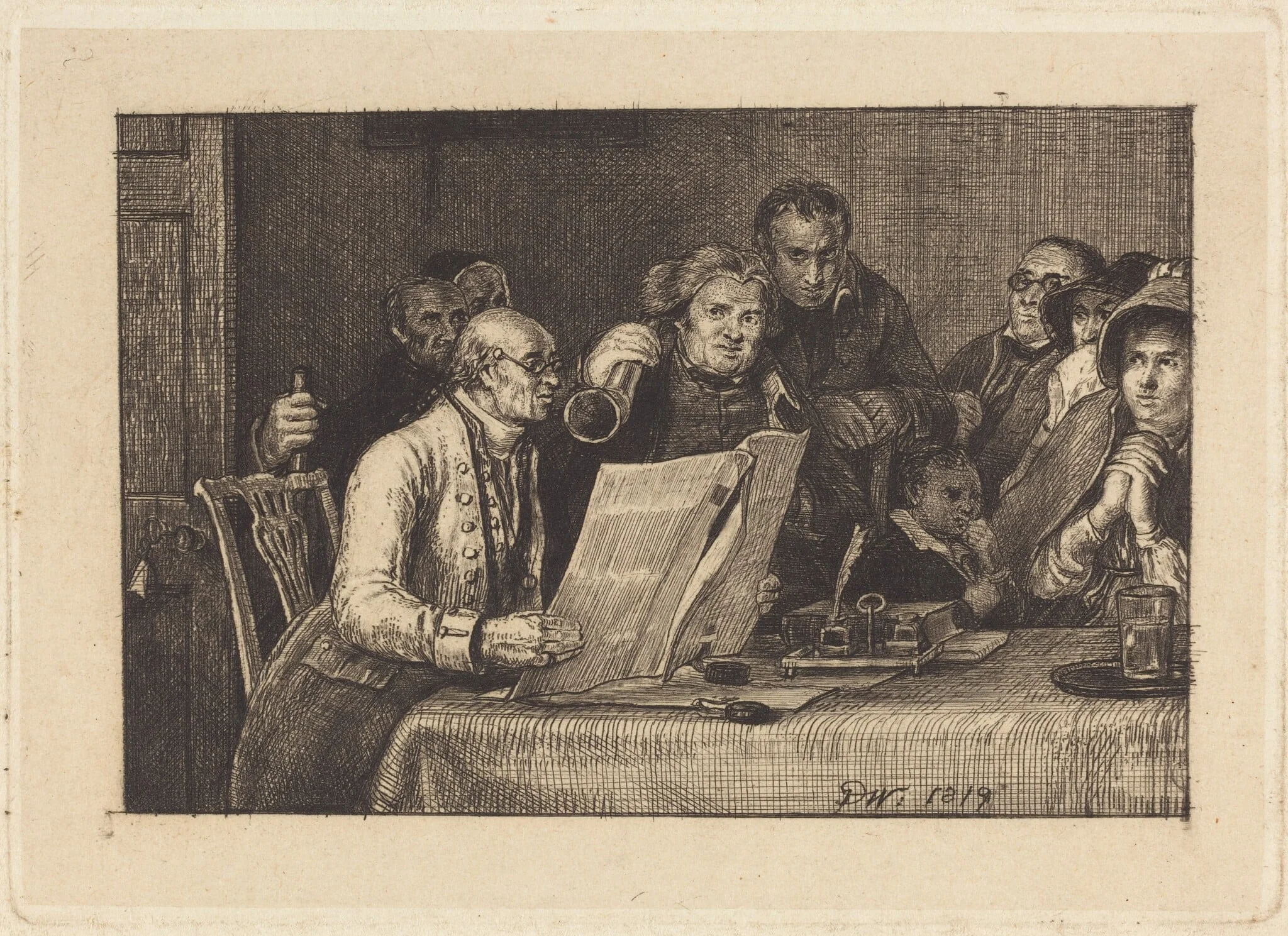 Reading the Will, by David, Sir Wilkie, ink, 1819