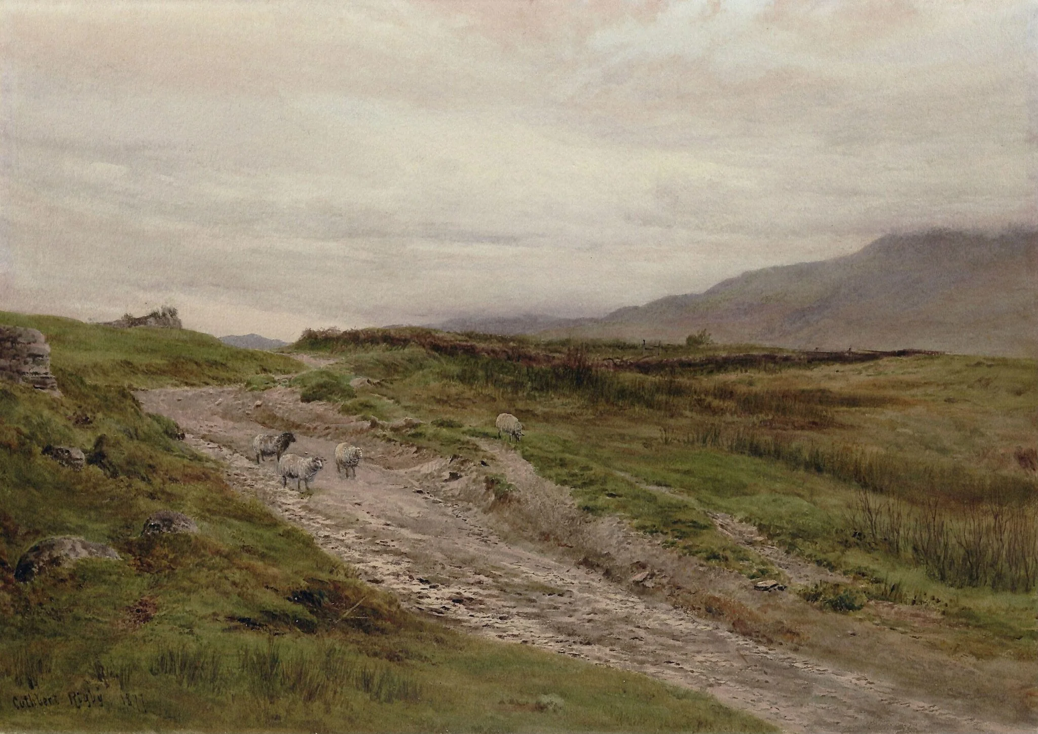On the Moors, by Cuthbert Rigby, watercolor, 1877