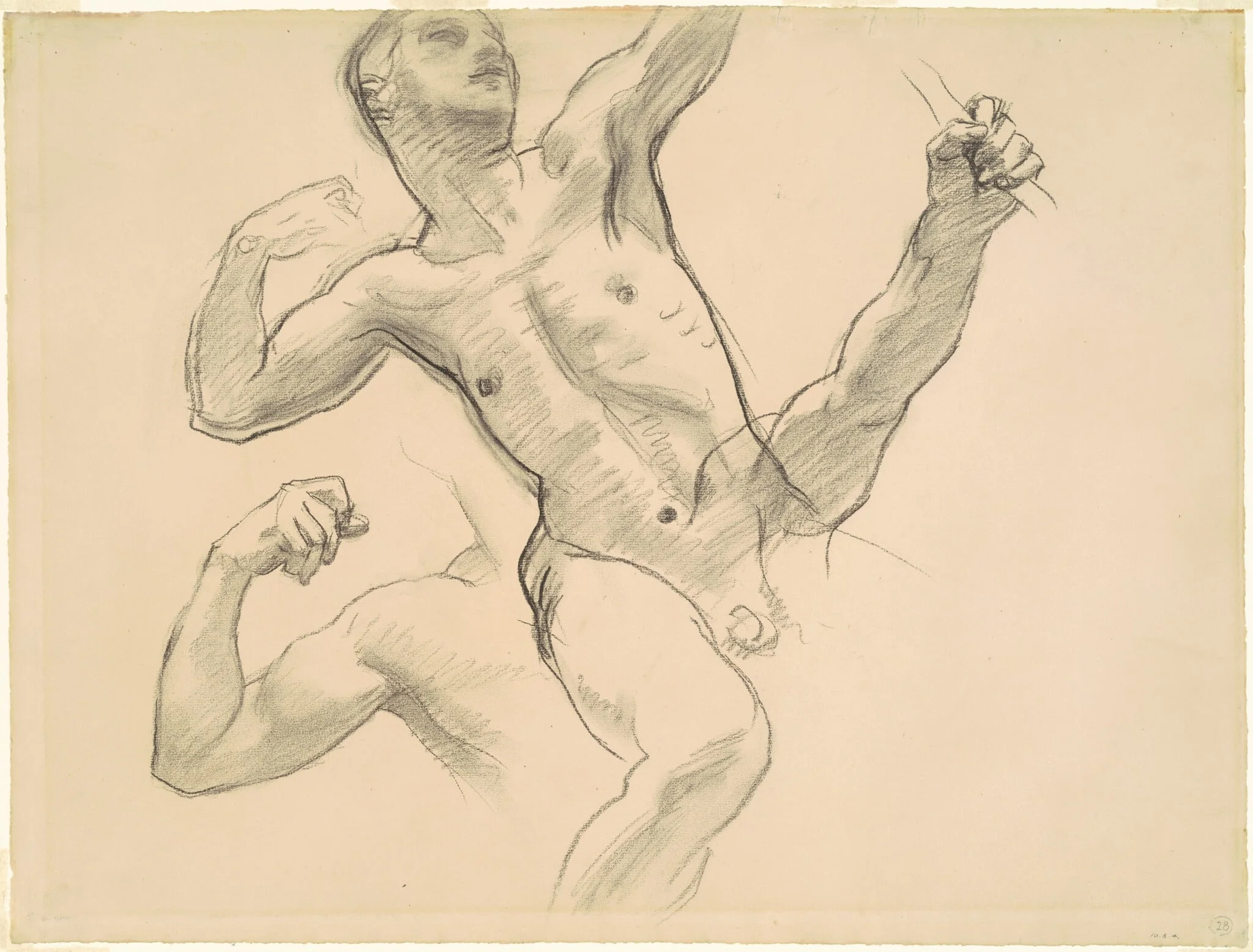Studies of Achilles for "Chiron and Achilles", by John Singer Sargent, charcoal, 1924