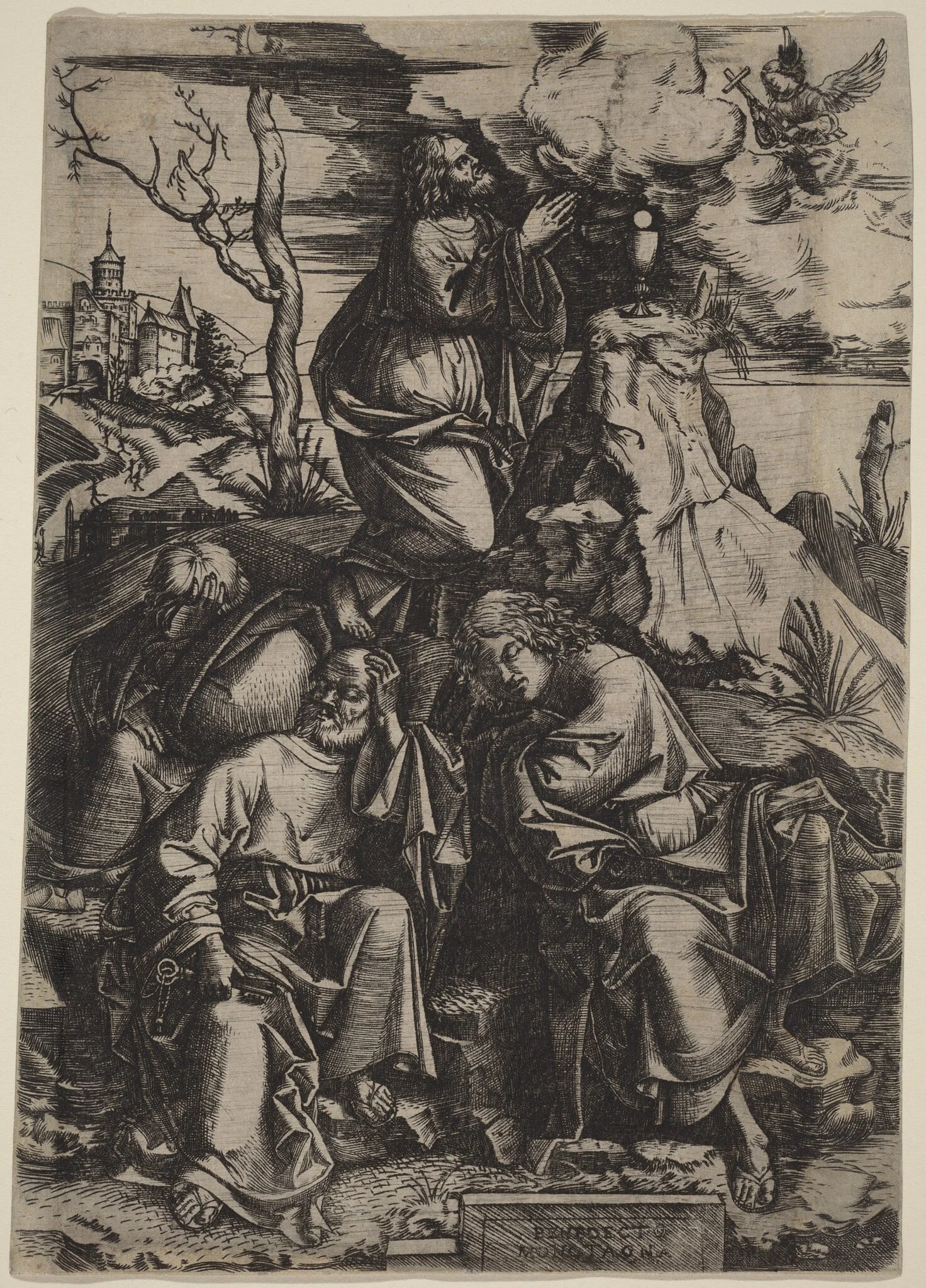The Agony in the Garden, by Benedetto Montagna, ink, 1506