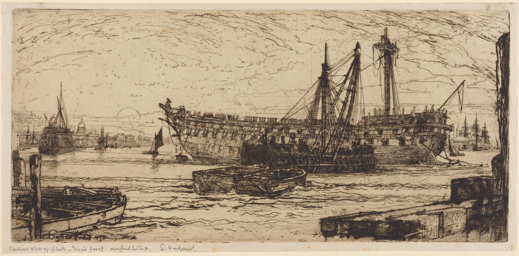 Breaking Up of the Agamemnon, by Francis Seymour Haden, ink, 1870