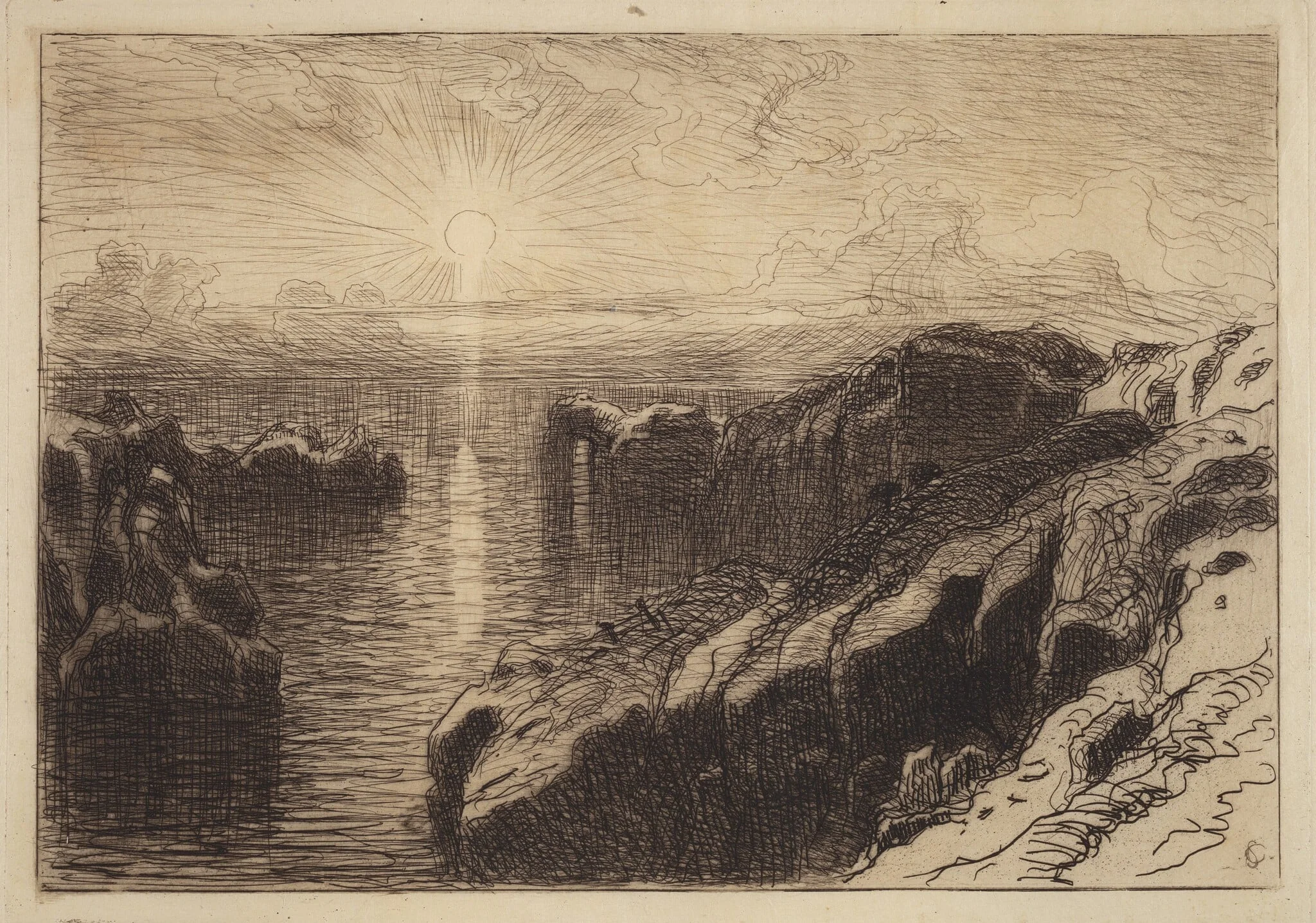 Pacific Coast, California, by Samuel Colman, ink, 1878