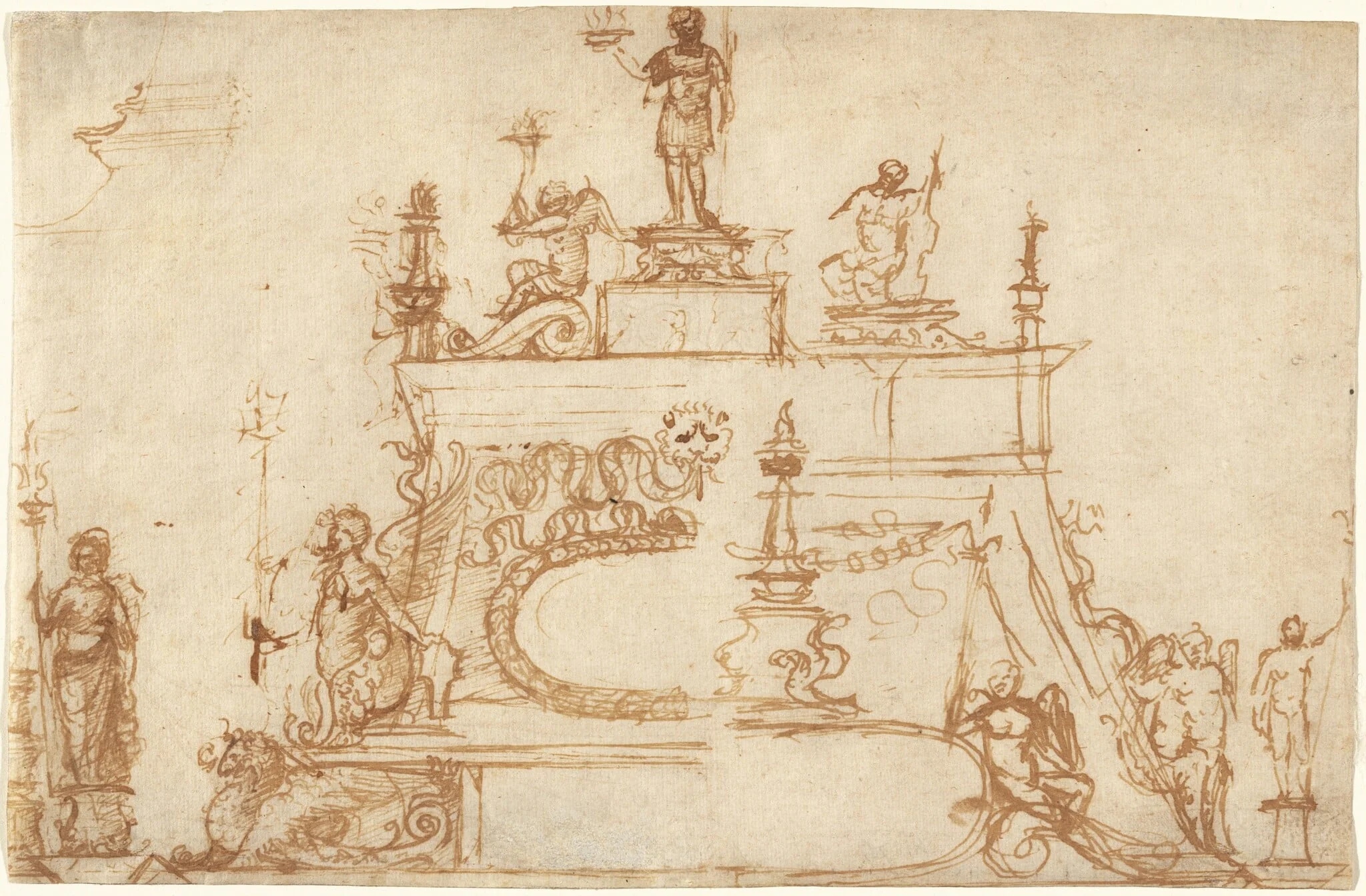 Studies for Small Bronzes with Classical Motifs, by Paduan 15th Century, ink, 1494