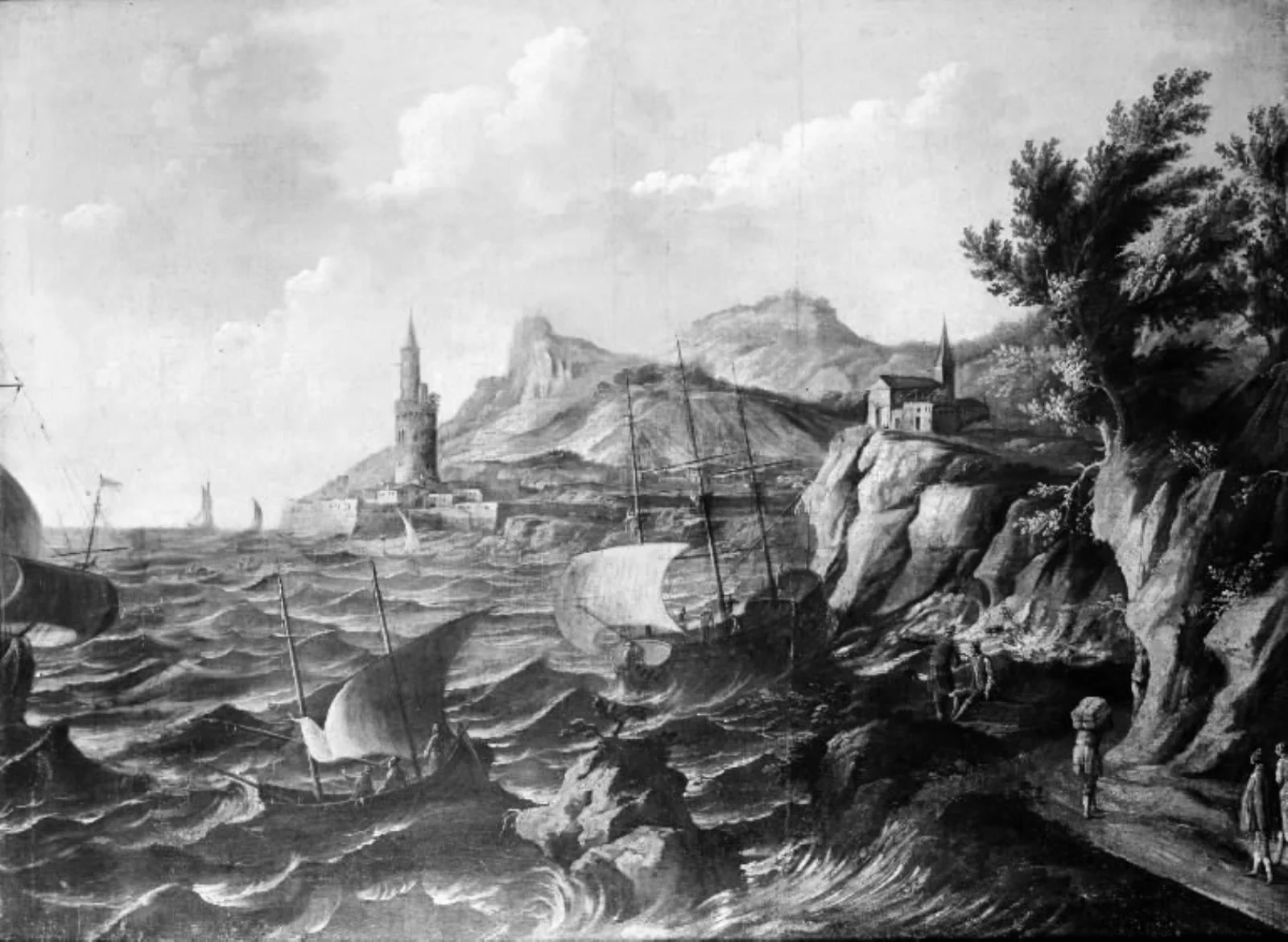 Ships off a Rocky Coast