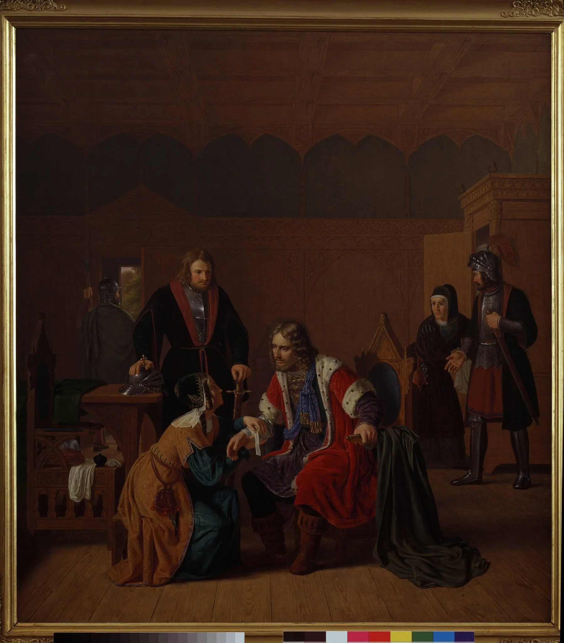 Valdemar den Store bliver forbundet i Absalons moders hus, hvor han har søgt tilflugt efter overfaldet i Roskilde, by Unknown, 1830