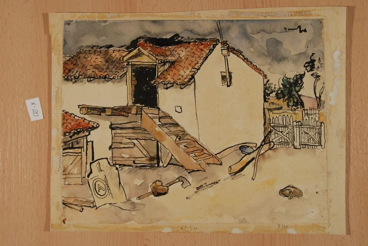 Șopron la țară - Curte la Mangalia, by Nicolae Tonitza, unspecified