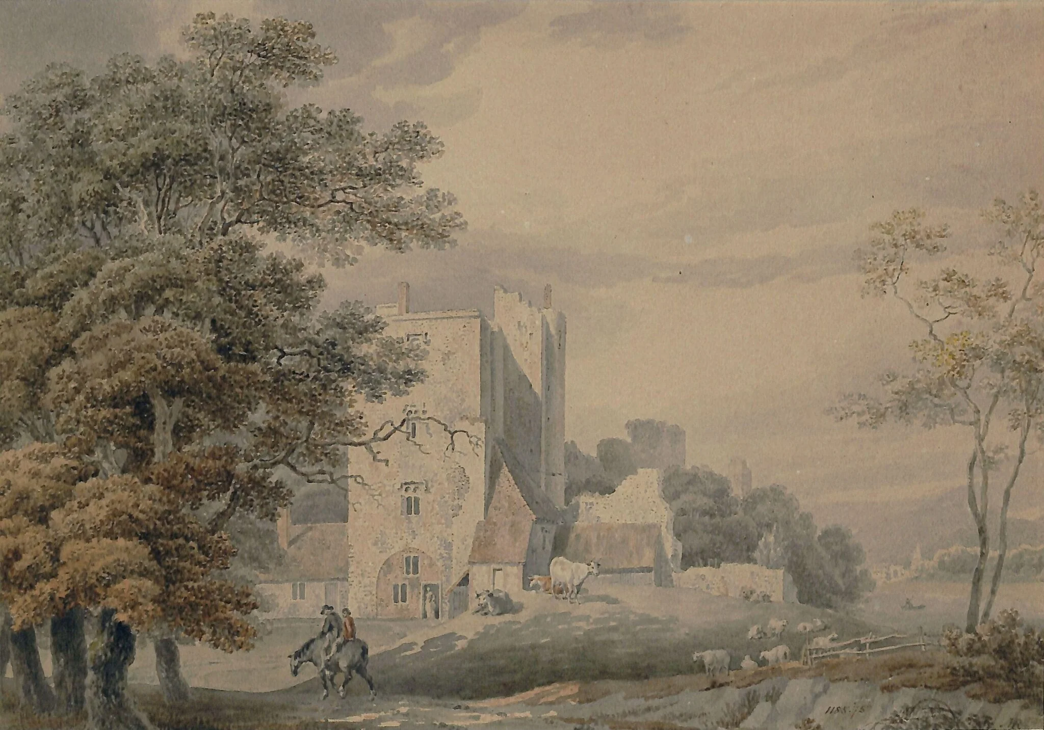 Saltwood Castle near Hythe, by Rooker, watercolor, 1765