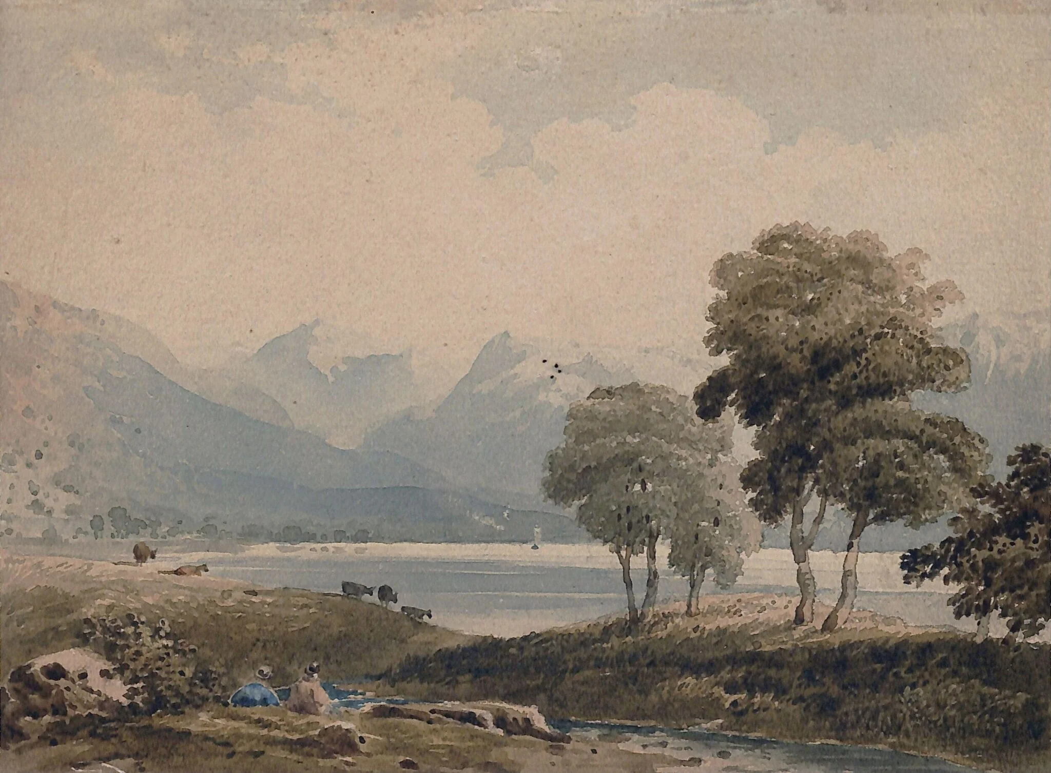 Landscape with lake and mountains