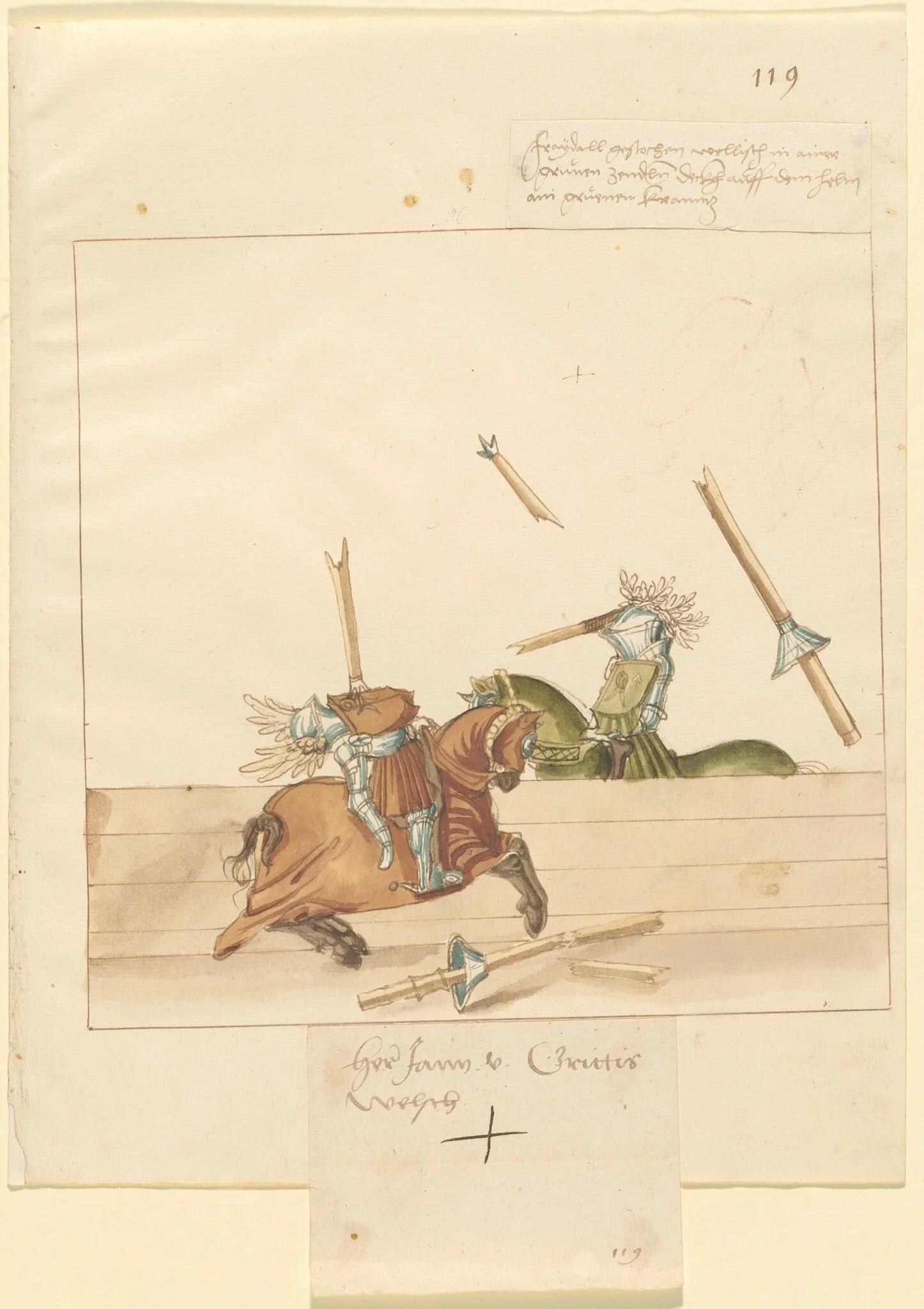 Italian Joust of Peace, by German 16th Century, ink, 1514