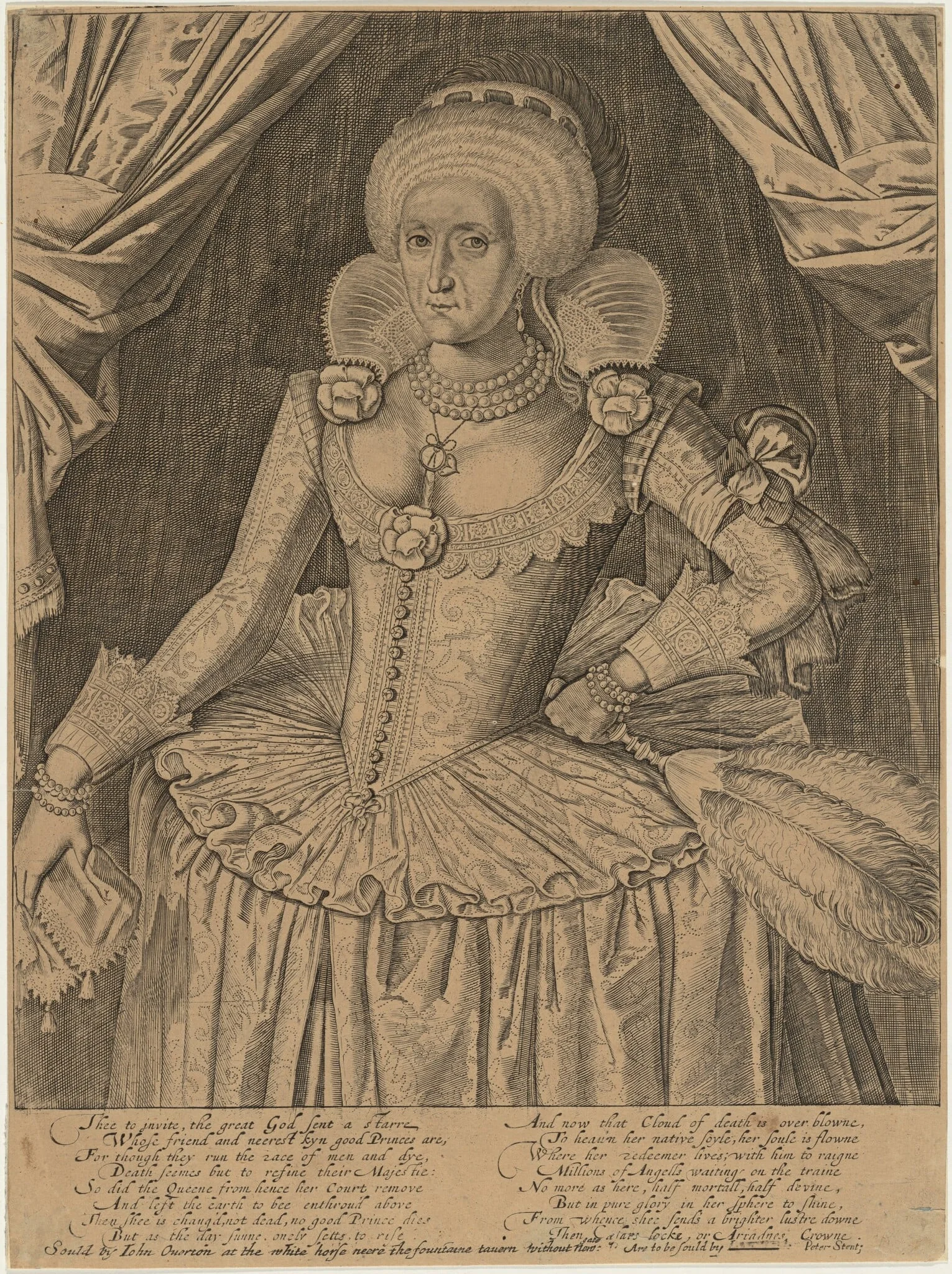 Anne of Denmark, by Cornelis Boel, ink, 1598