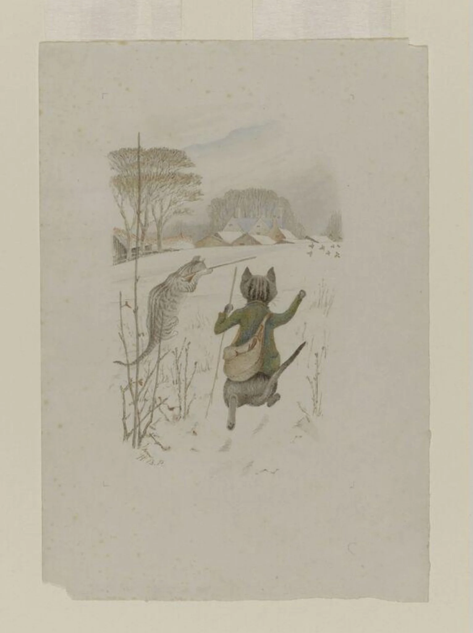 Kittens collect game for the White Cat's supper, by Beatrix Potter, watercolor, 1894