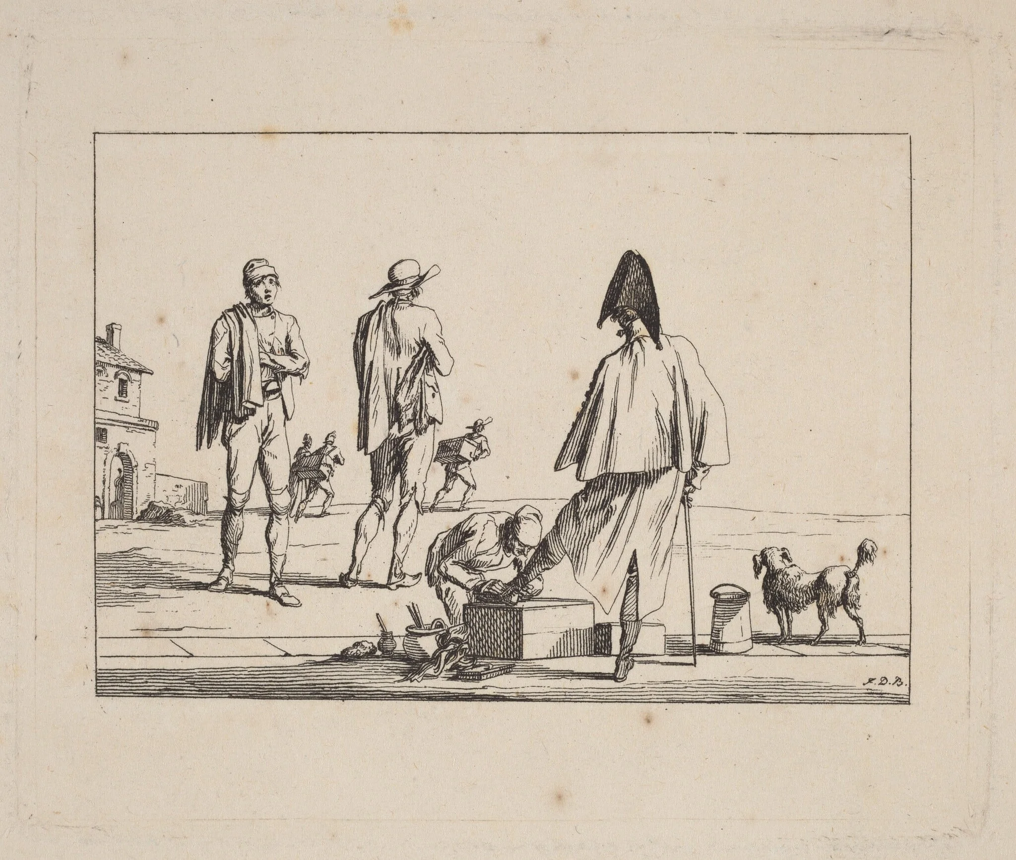 Décroteur et Ramoneur (Scraper and Chimney Sweep), by Jean Duplessis-Bertaux, ink, 1802