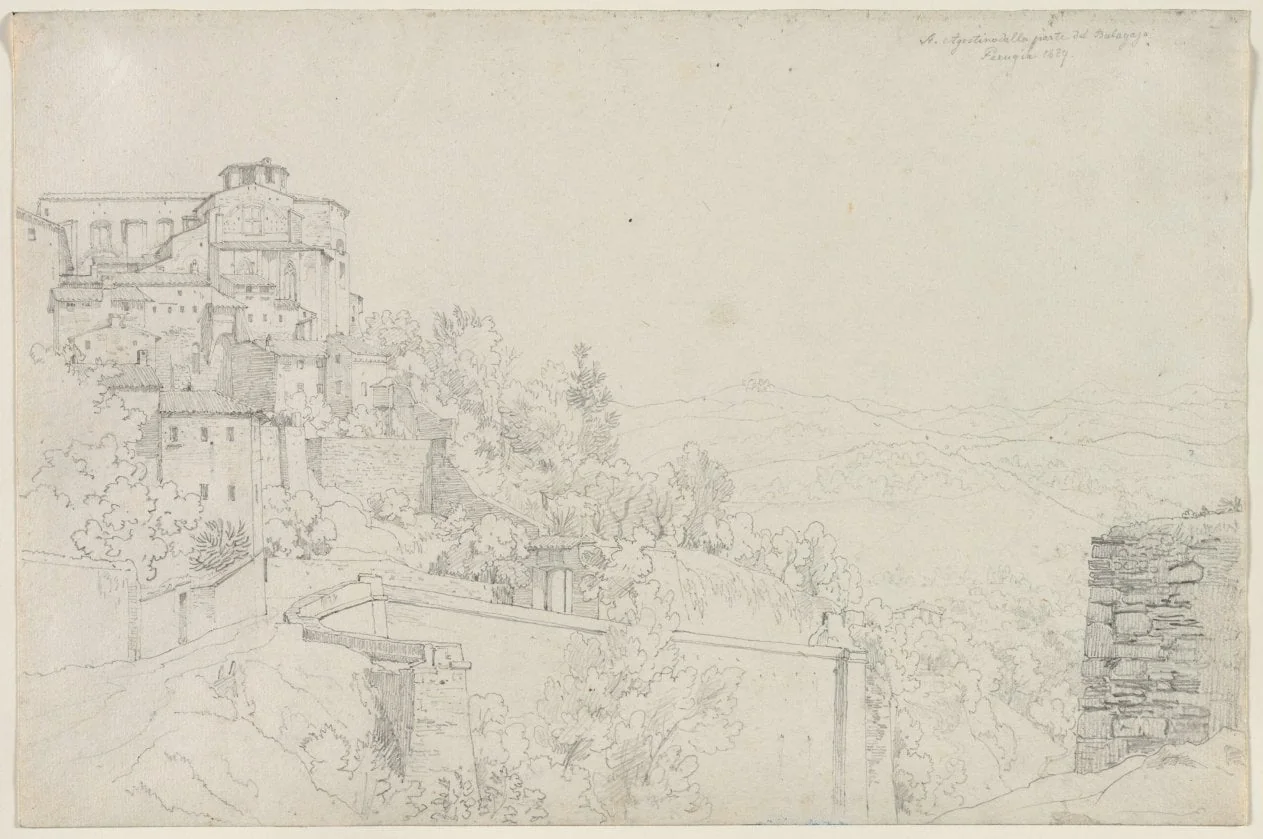 Saint Agostino from Bulagajo, Perugia (San Agostino dalla parte del Bulagajo, Perugia), by Eduard von Steinle, 1829