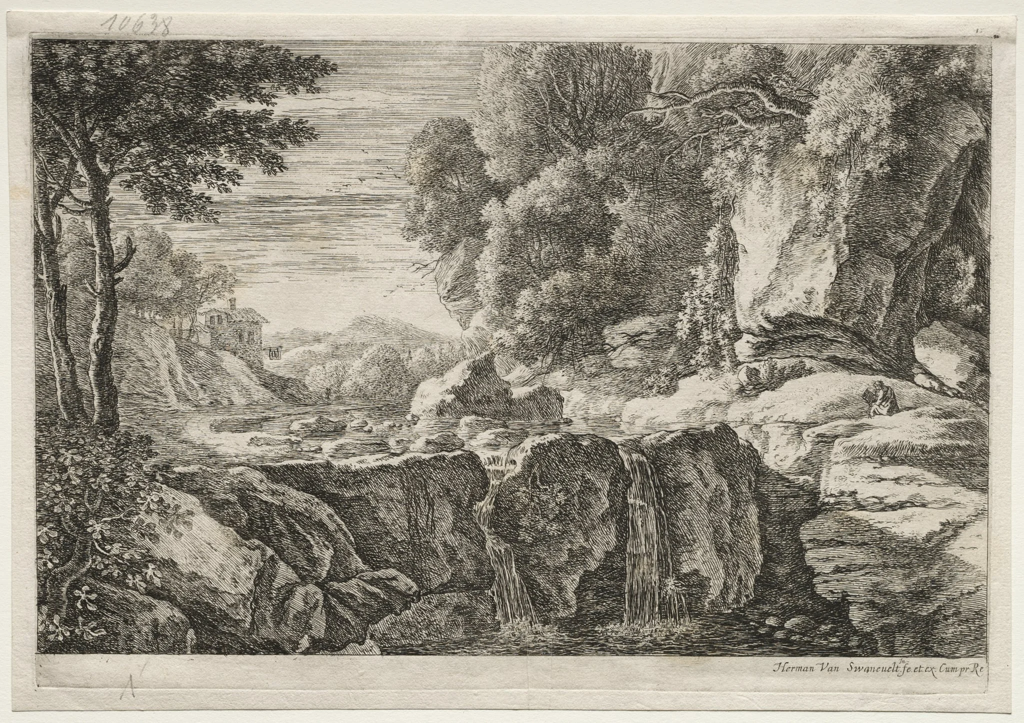 Four Landscapes: The Little Waterfall, by Herman van Swanevelt, 1638