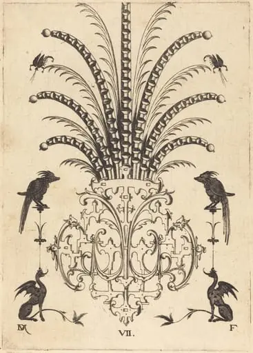 Brooch with Table-Stones, Flying Scorpions  at Top, and Dogs at Bottom
