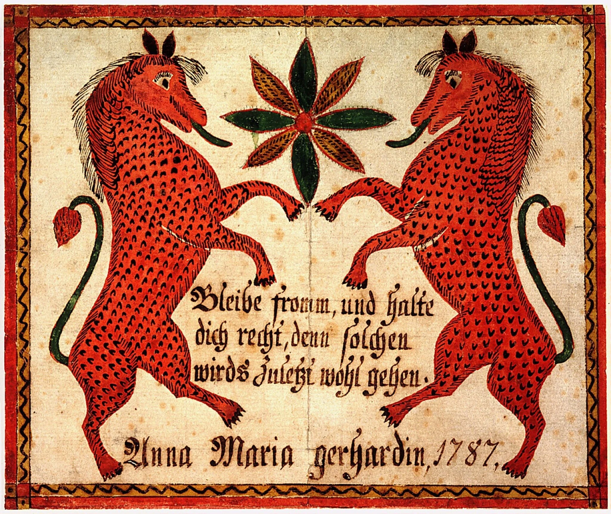 Reward of Merit for Anna Gerhard, by John Conrad Gilbert, ink, 1787