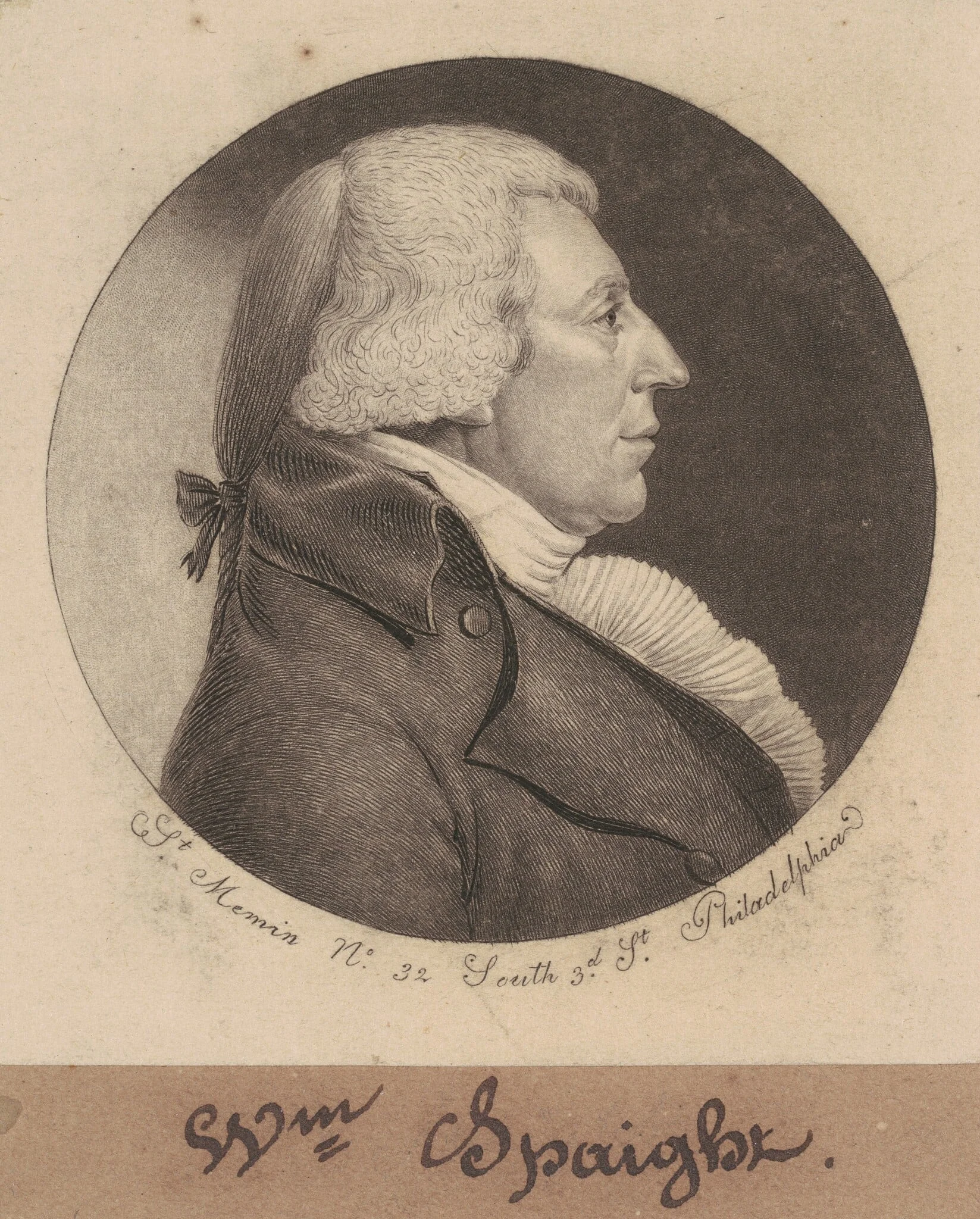 William Spaight, by Charles Balthazar Julien Févret de Saint-Mémin, ink, 1798