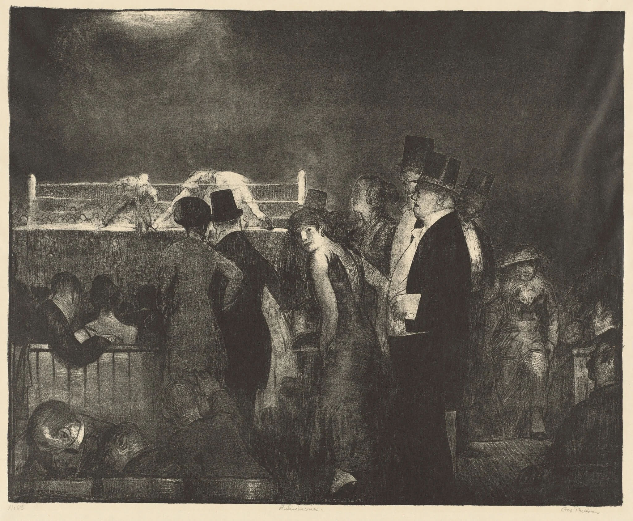 Preliminaries, by George Bellows, ink, 1916