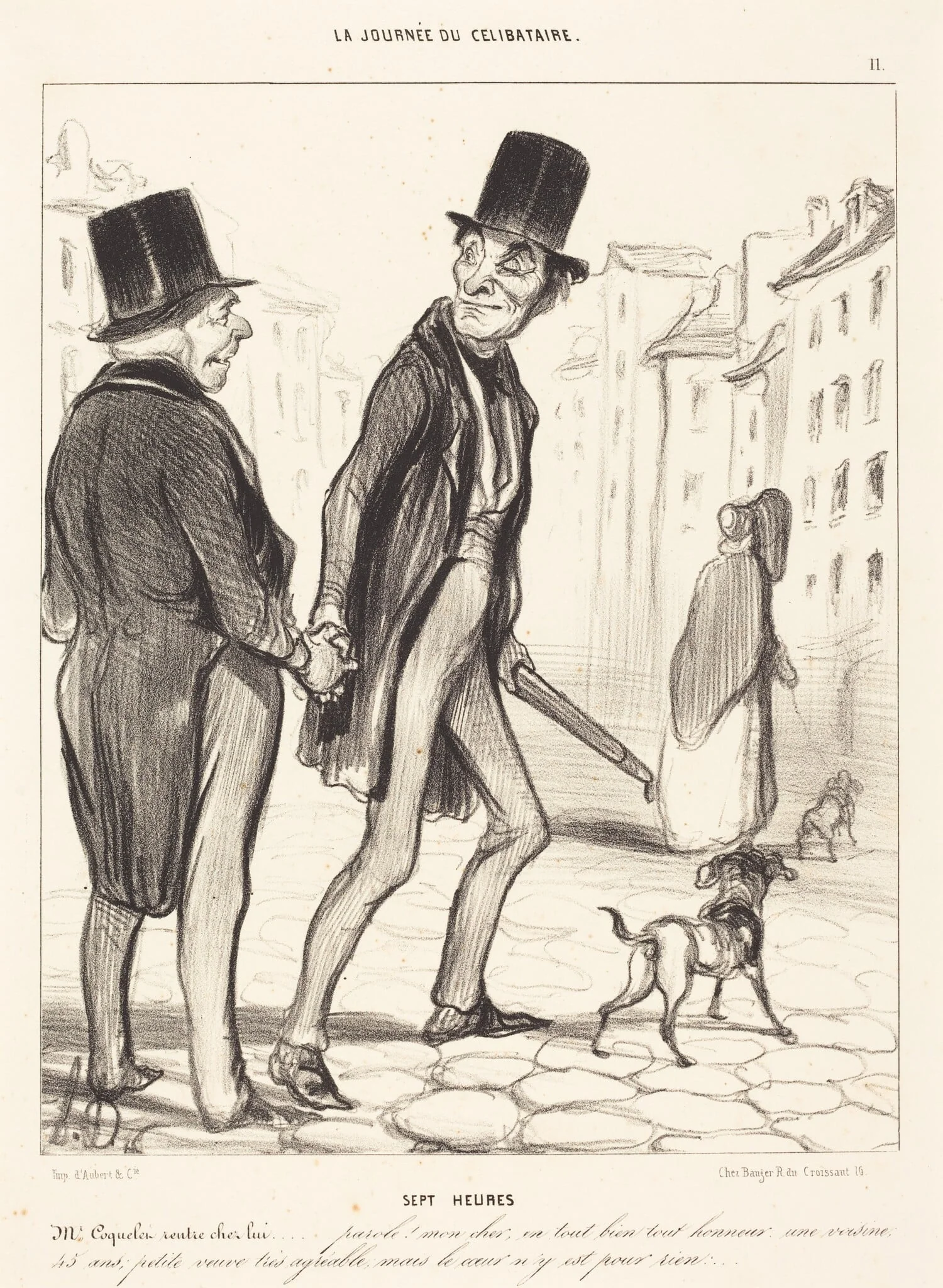 Sept heures, by Honoré Daumier, crayon, 1839