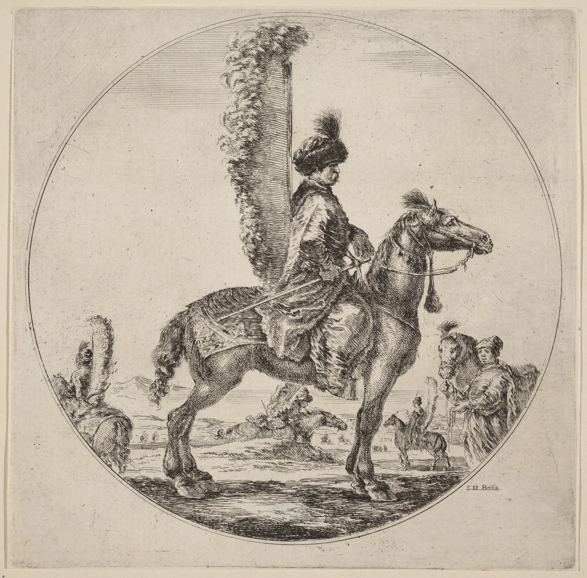 Polish Hussar, by Stefano Della Bella, ink, 1637